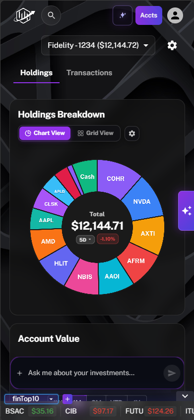 BrokerBotics mobile dashboard